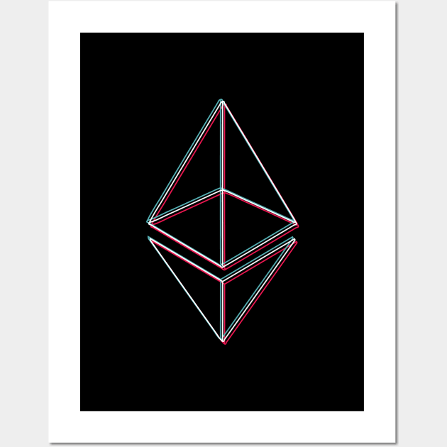 Ethereum blue pink glitch modern typography art gift Wall Art by star trek fanart and more